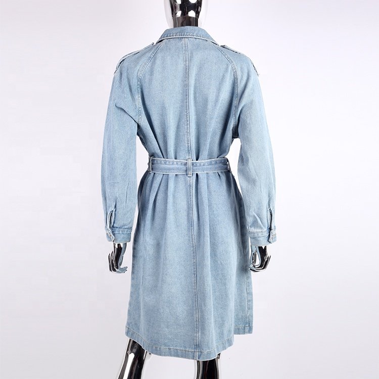 new arrivals custom designer blue washed denim dress baggy jacket for women
