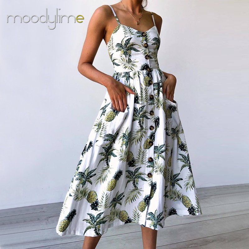Wholesale 100% Polyester Slip Shirt Women Summer Floral Ladies Casual Dress