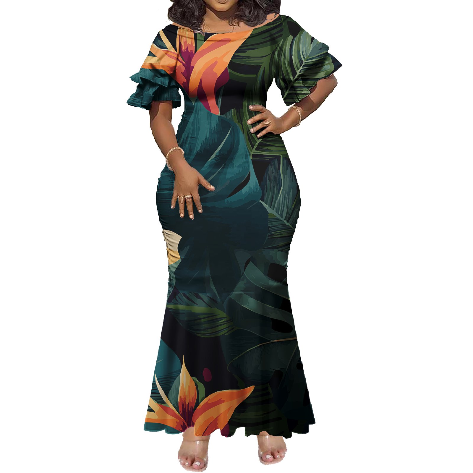O-Neck Short Sleeve Dress Pacific Island Art Casual Long Dress Women Polynesian Elei Tribal Design Custom Club Dress