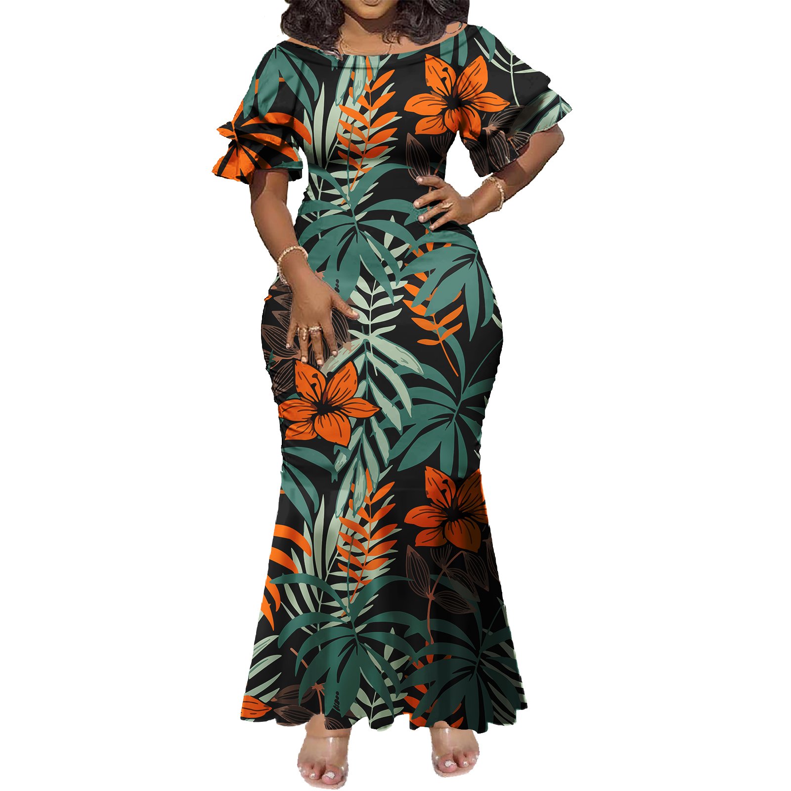 O-Neck Short Sleeve Dress Pacific Island Art Casual Long Dress Women Polynesian Elei Tribal Design Custom Club Dress