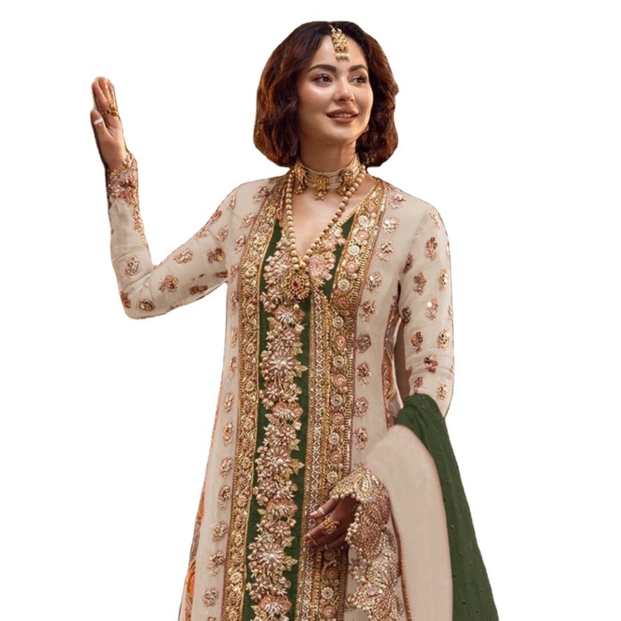 New Pakistani Organza With Embroidery Suit With Dull Santos Pent With Organza Embroidery Dupatta suit for women