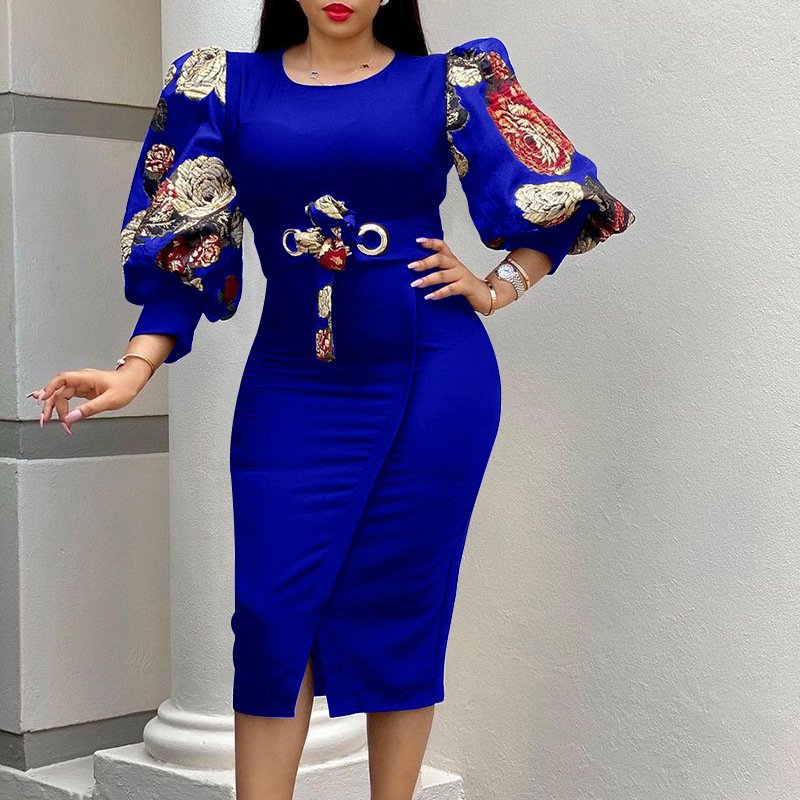Wholesale Temperament African Puff Sleeve Elegant Vintage Women's Clothing Plus Size Casual Dresses