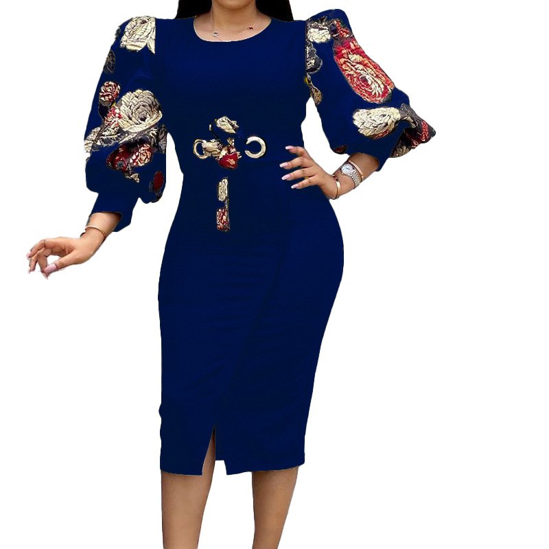 Wholesale Temperament African Puff Sleeve Elegant Vintage Women's Clothing Plus Size Casual Dresses