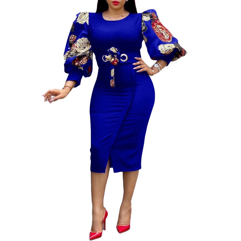 Wholesale Temperament African Puff Sleeve Elegant Vintage Women's Clothing Plus Size Casual Dresses