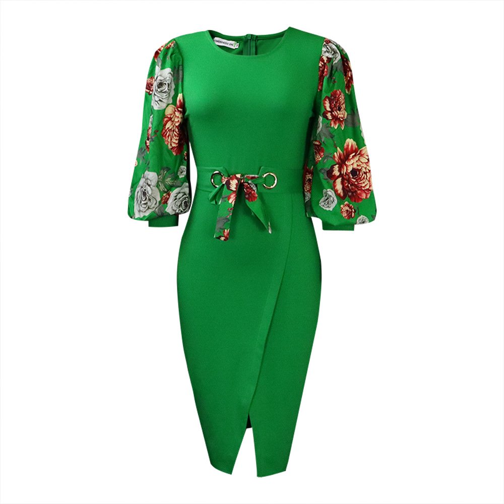 Wholesale Temperament African Puff Sleeve Elegant Vintage Women's Clothing Plus Size Casual Dresses