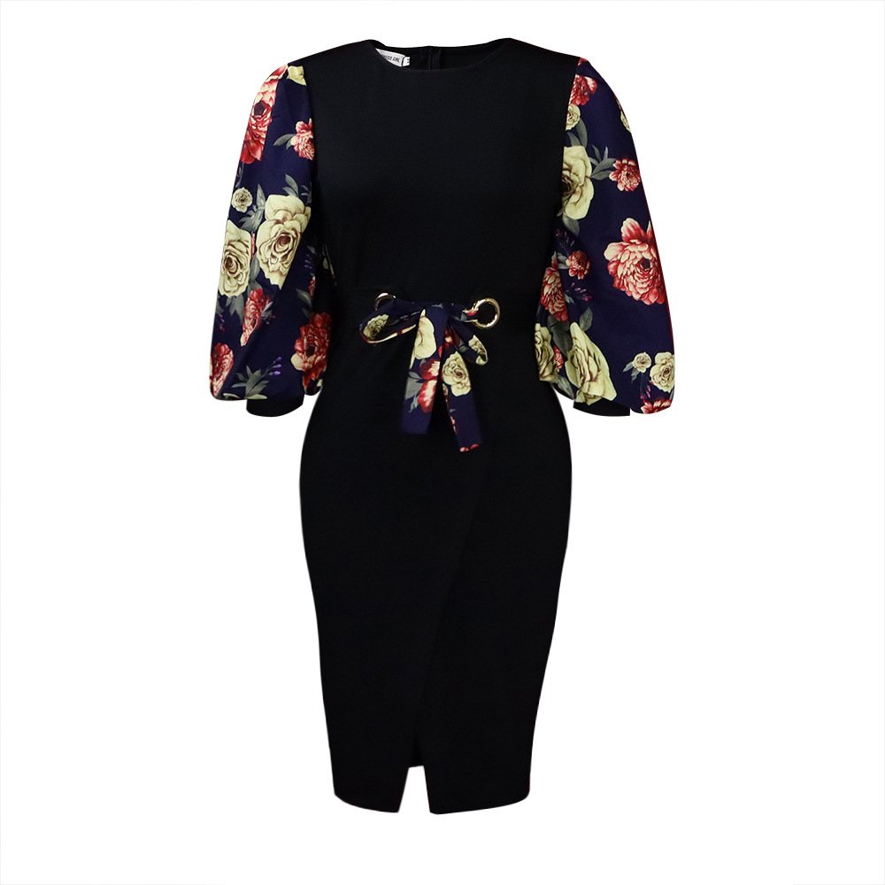 Wholesale Temperament African Puff Sleeve Elegant Vintage Women's Clothing Plus Size Casual Dresses
