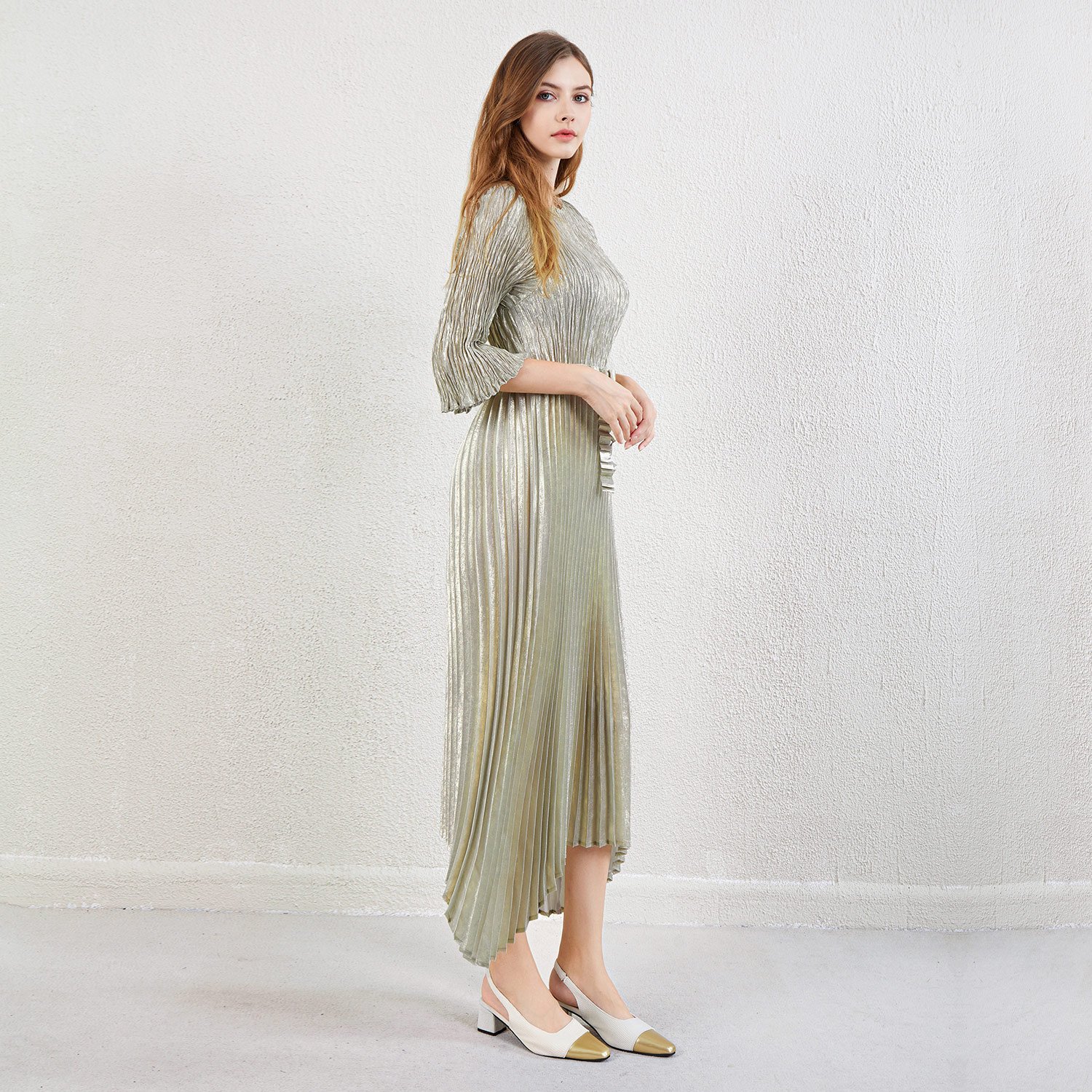2024 Miyake Pleated Loose Casual Dress Women's Irregular Belt Large Size Dress Women's Elegant Casual Dress