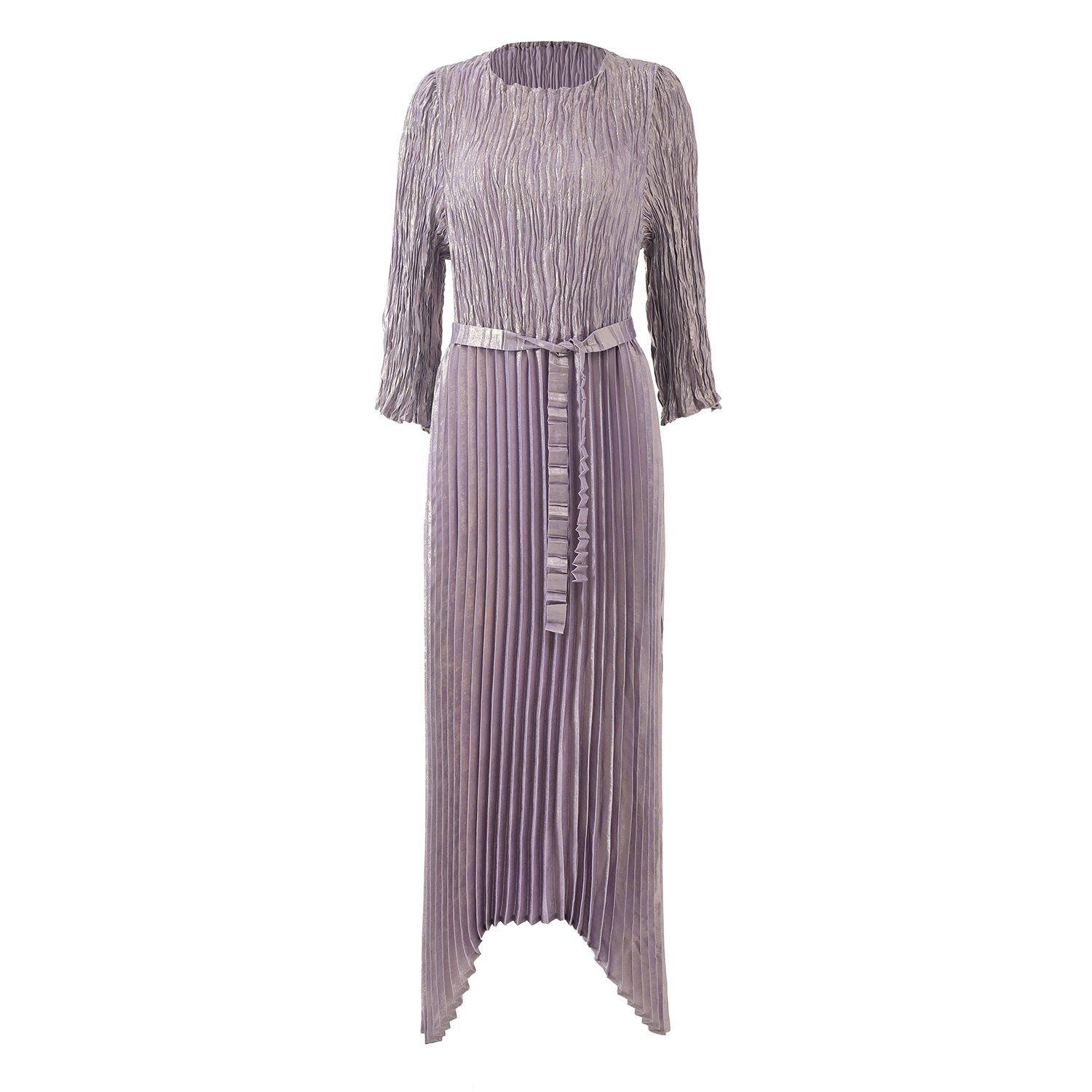 2024 Miyake Pleated Loose Casual Dress Women's Irregular Belt Large Size Dress Women's Elegant Casual Dress