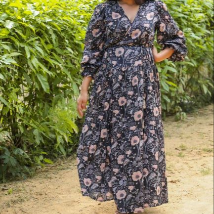 Women Summer Casual Loose Kimono Maxi Dress Wrap V Neck 3/4 Sleeve Floral Print Slit Ruffle Boho Casual Dress Wholesale