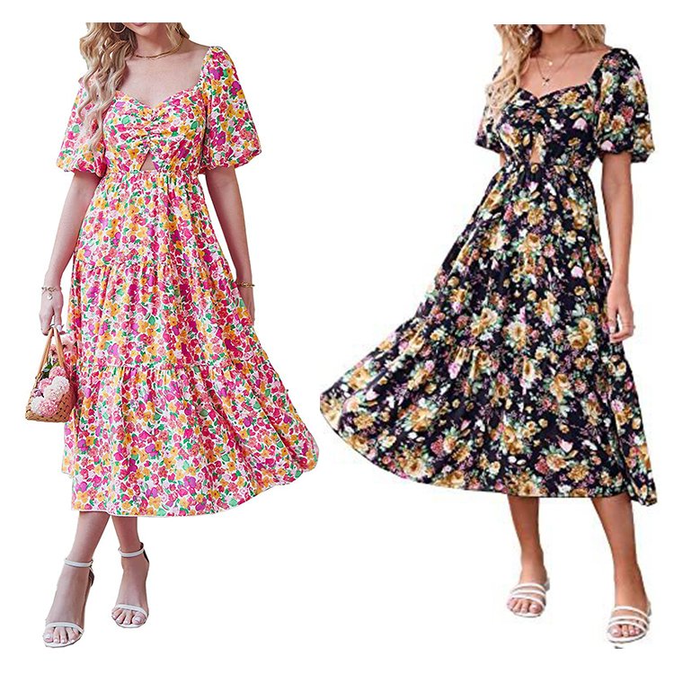 Daily casual ins style summer plus size wrap long dress high quality breathable ladies casual dress