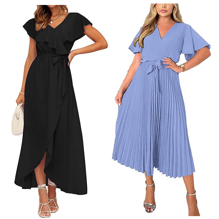 Daily casual ins style summer plus size wrap long dress high quality breathable ladies casual dress