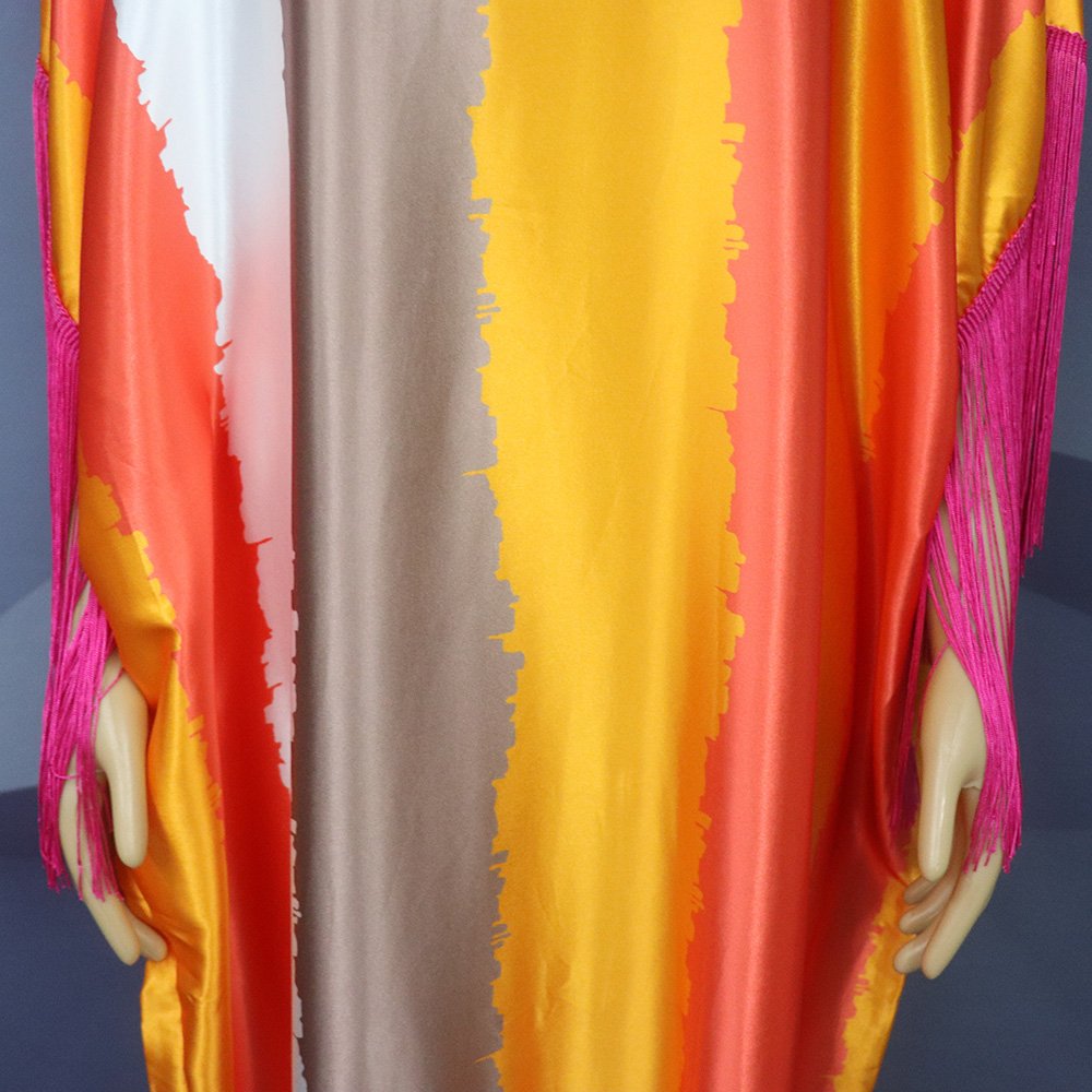 Cheap high quality african print dress Smooth rayon african print plus size maxi dress tassels women smart casual dress