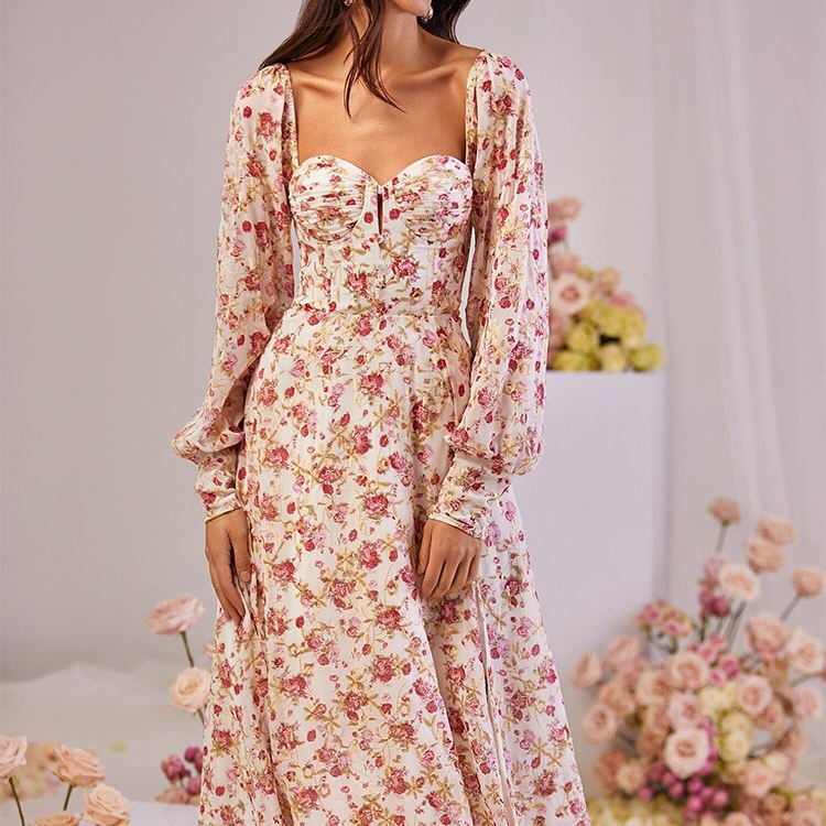 Fashion New Arrivals OEM Formal Custom logo Ladies Dresses For Womens Clothing lady Elegant floral print Women's Casual Dress