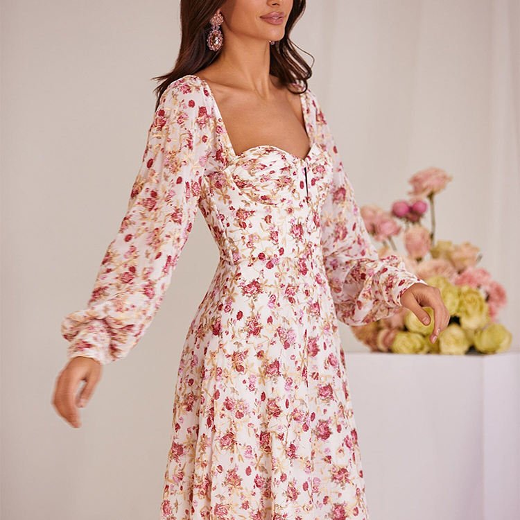 Fashion New Arrivals OEM Formal Custom logo Ladies Dresses For Womens Clothing lady Elegant floral print Women's Casual Dress