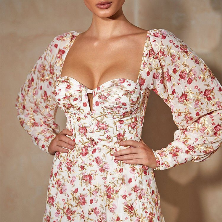 Fashion New Arrivals OEM Formal Custom logo Ladies Dresses For Womens Clothing lady Elegant floral print Women's Casual Dress