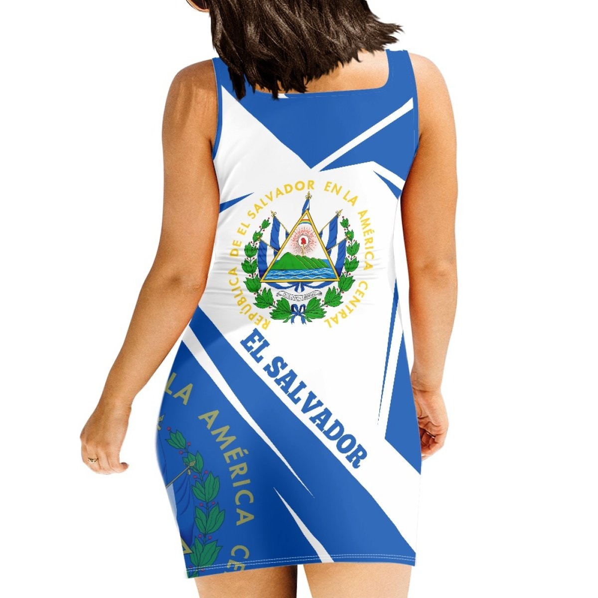 Print On Demand Women A-Line Short Evening Hawaii Skirt El Salvador Design Flag logo Print Dress Sleeveless Long Midi Dress