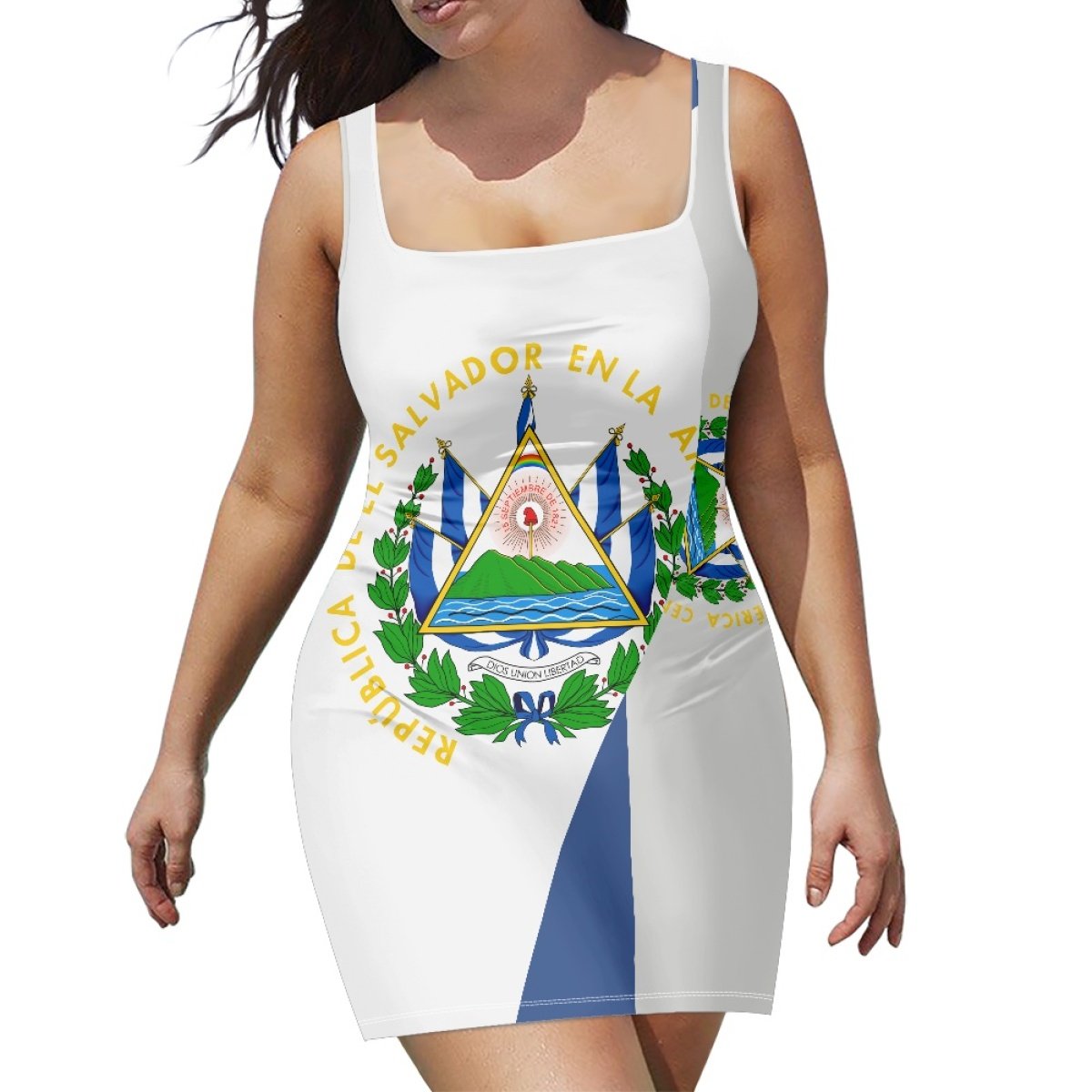Print On Demand Women A-Line Short Evening Hawaii Skirt El Salvador Design Flag logo Print Dress Sleeveless Long Midi Dress