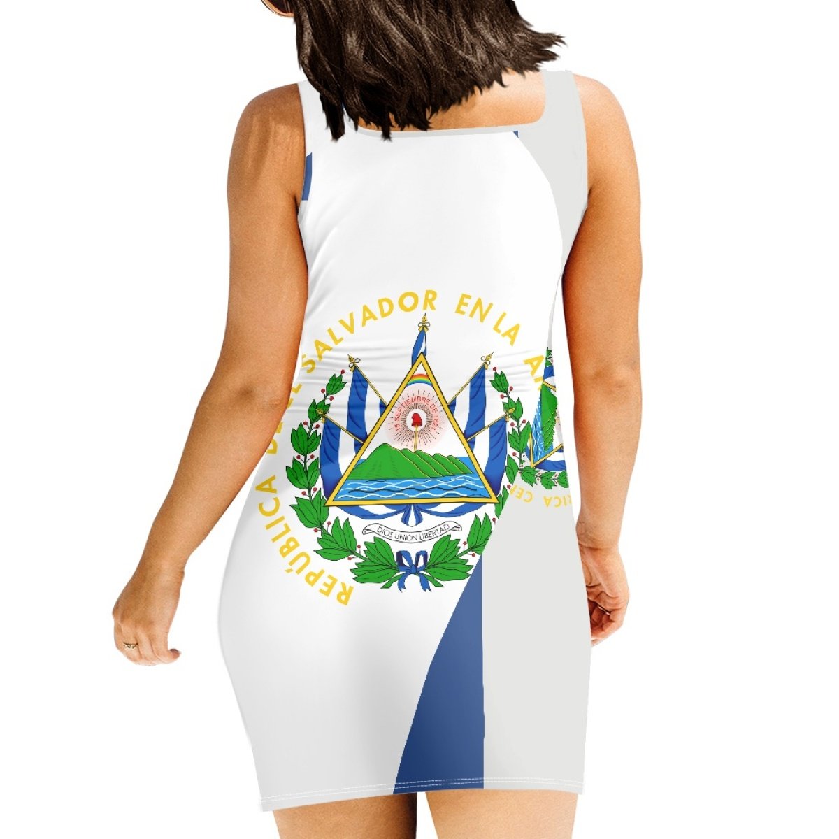 Print On Demand Women A-Line Short Evening Hawaii Skirt El Salvador Design Flag logo Print Dress Sleeveless Long Midi Dress