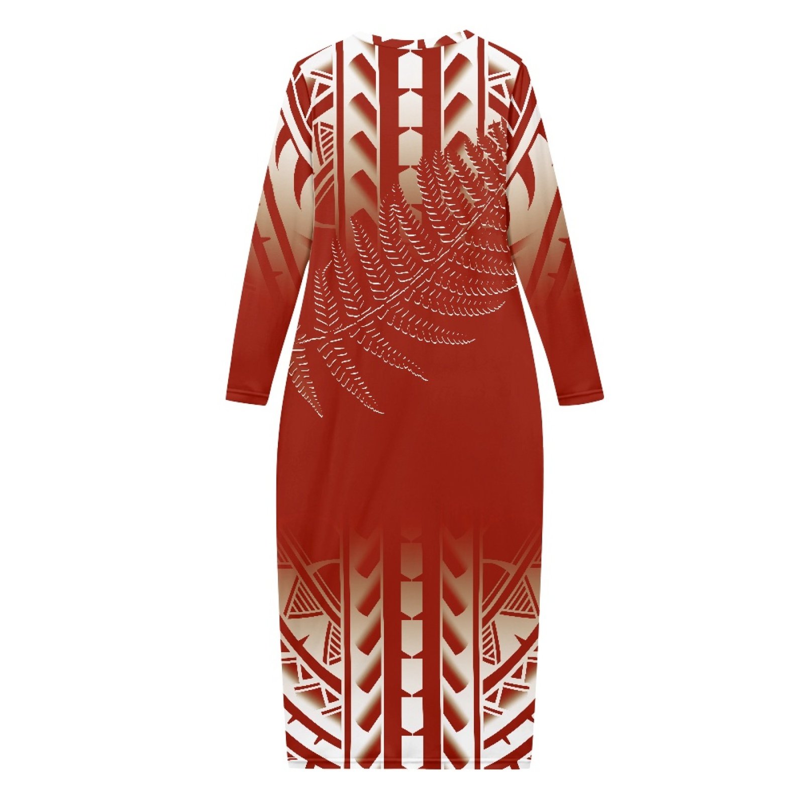 Elegant Hawaiian Tribal Leaf Design Womens Maxi Dresses Long Sleeve Round Neck Casual Fall Sweater Dress Bodycon Long Midi Dress