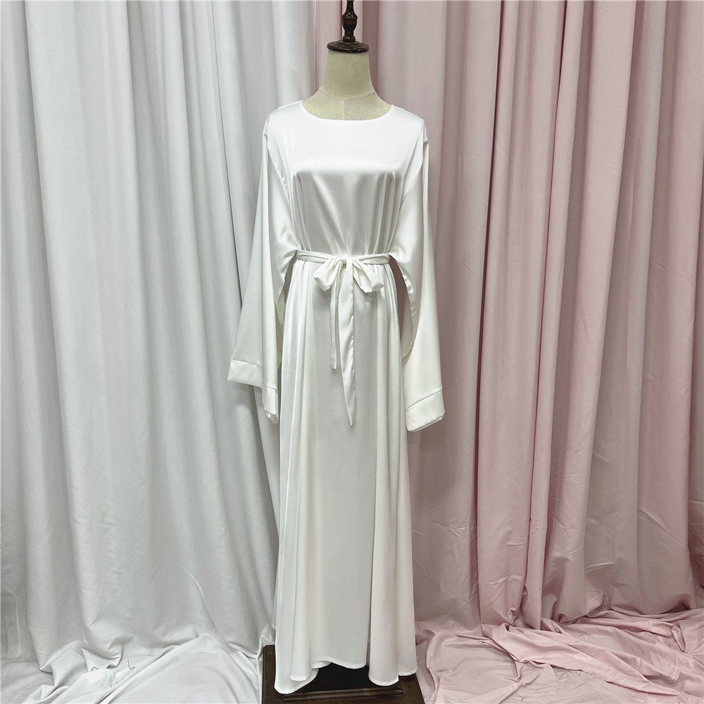 L-16 2023 Solid Color Dubai Turkish Muslim Dress Islamic Clothing Modest Fashion Muslim Women Dress Abaya Dress with Hijab