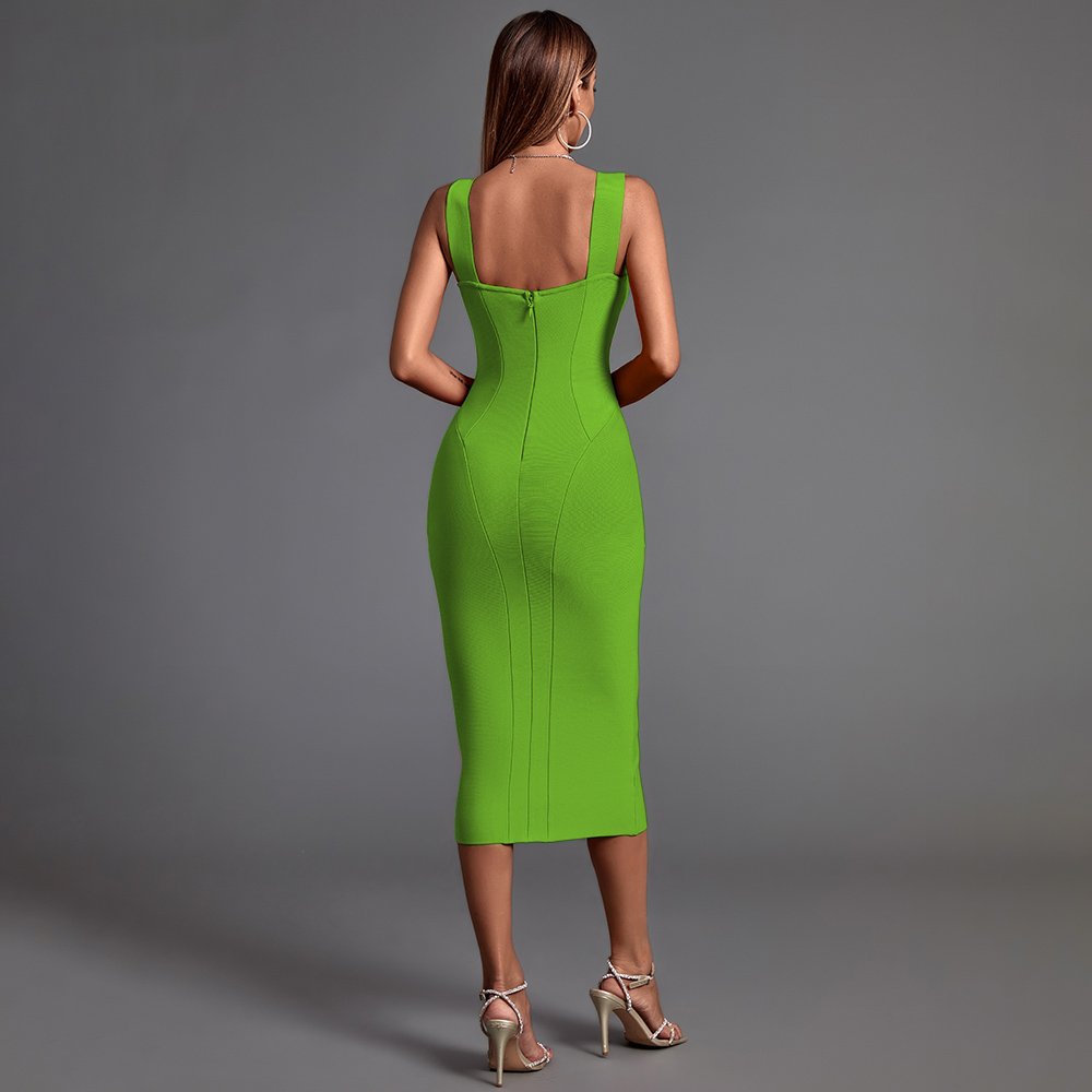 Ocstrade New Arrivals Summer Simple Bandage Dress Solid Color Sleeveless Elegant Women High Waist Zipper Midi Casual Dresses