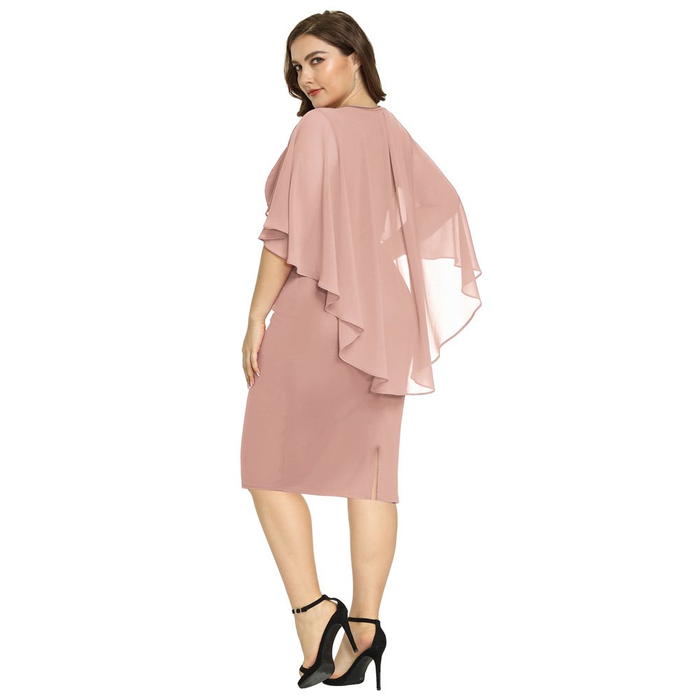 Oem Women's Overlay Sleeveless Crew Neck Hips-wrapped dress Ladies Solid Color Chiffon Plus Size Casual Dress