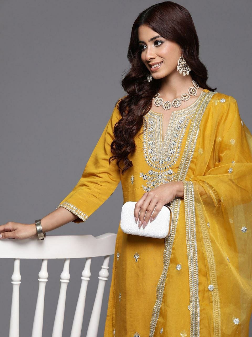 Most Selling Chanderi Sequence Digital Print Casual Dresses Tops And Pants Suit By Shree indian Exports