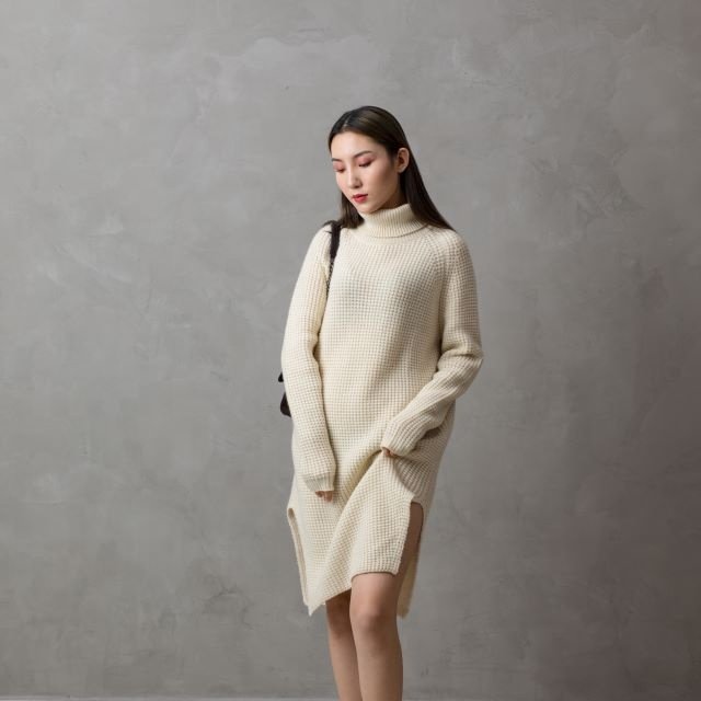 fashion cardigan knitted Custom 100% Pure Cashmere Women's long Sweater cashmere dress