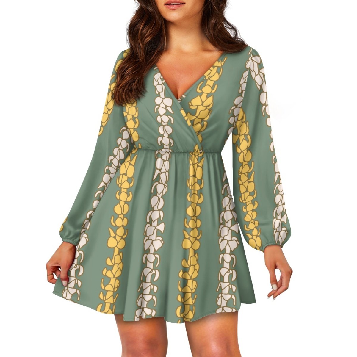 New Design Custom Puakenikeni Fashionable Elegant And Sexy Deep V Dress For Women Print On Demand Casual Loose Women's Skirt