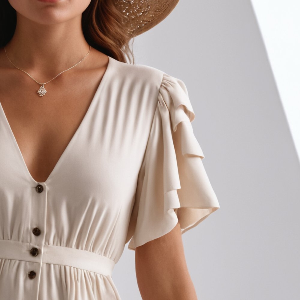 Factory direct supply Summer Dress Button V Neck Large Swing Loose Women Casual Dress