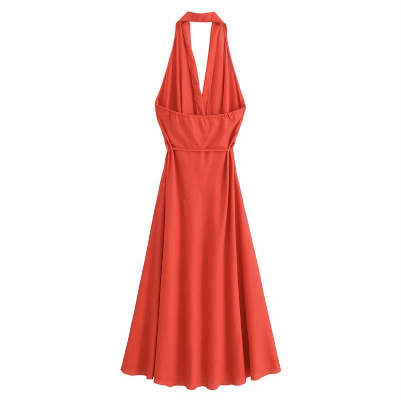 TAOP&ZA women's clothing 2024 summer new sexy halter neck backless midi dress 4786293 8295967 4786087