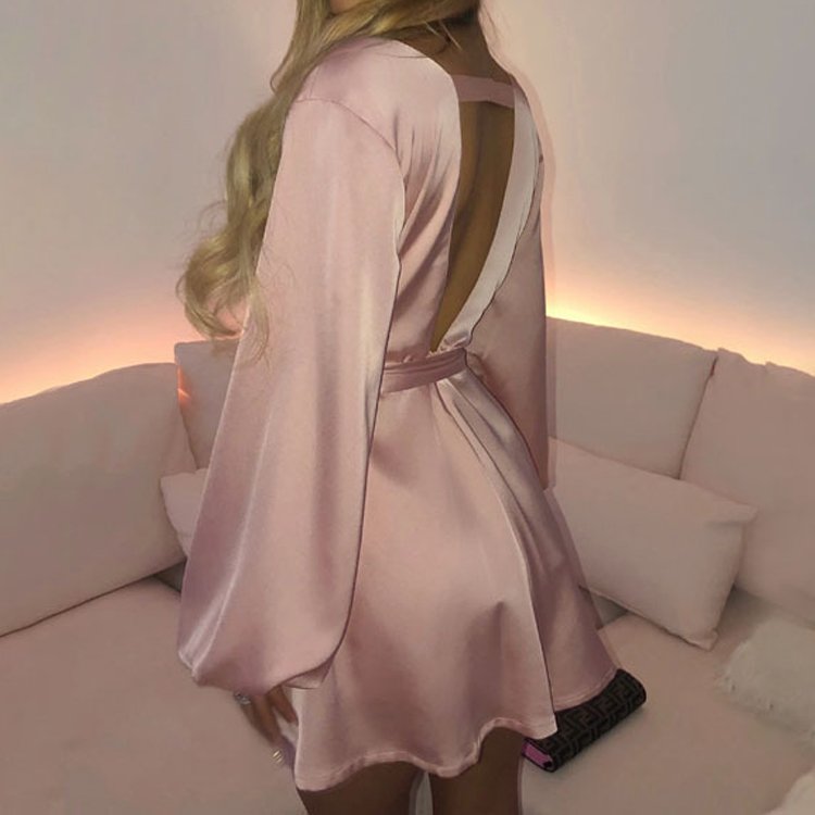 Ladies Dress Club Wear Sexy V Neck Puff Sleeve Party Dress Mini Casual Dresses Trend Latest Fashion Natural OEM Service Adults