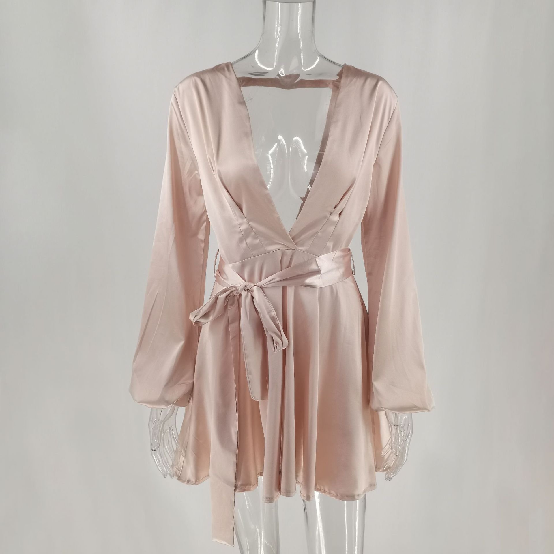 Ladies Dress Club Wear Sexy V Neck Puff Sleeve Party Dress Mini Casual Dresses Trend Latest Fashion Natural OEM Service Adults