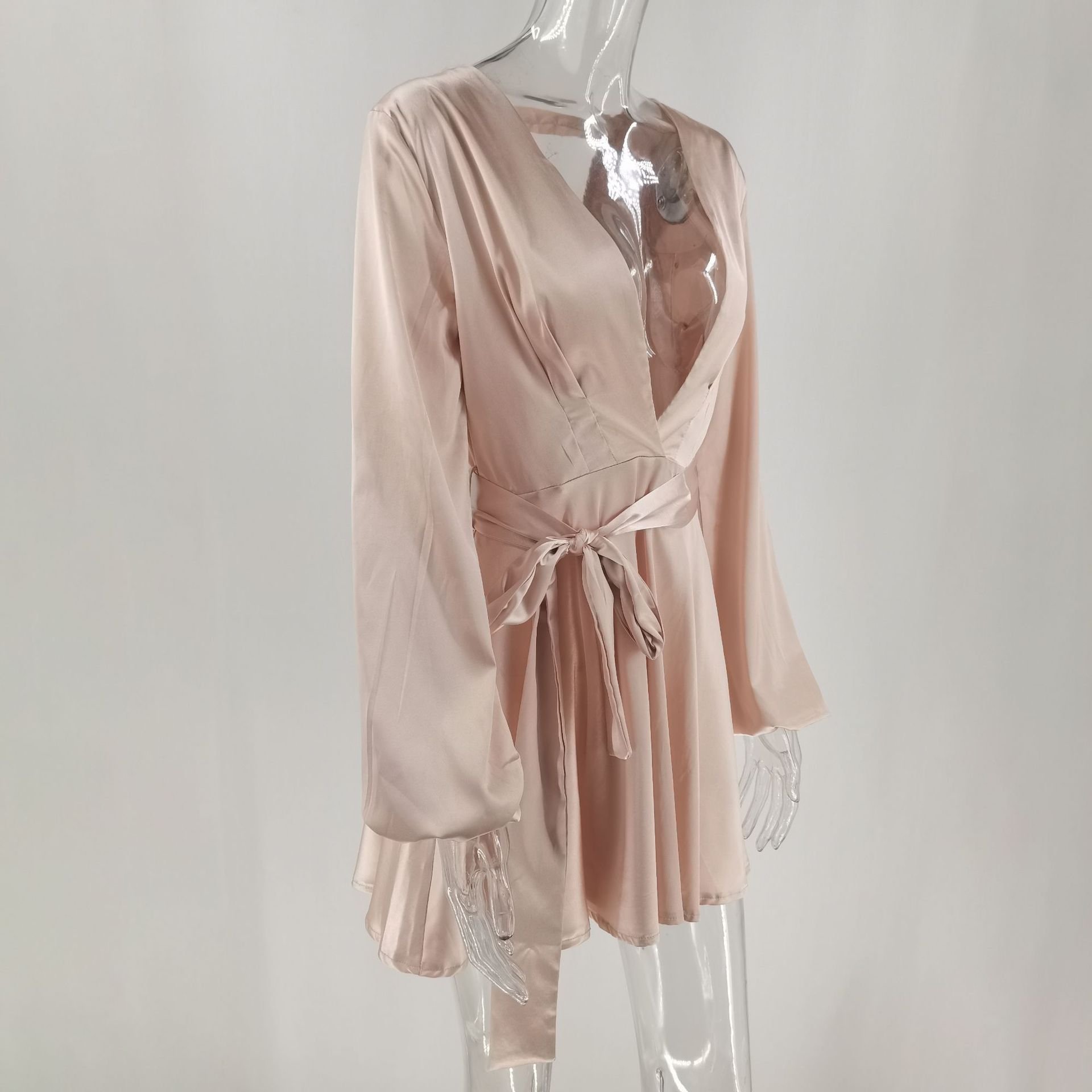 Ladies Dress Club Wear Sexy V Neck Puff Sleeve Party Dress Mini Casual Dresses Trend Latest Fashion Natural OEM Service Adults