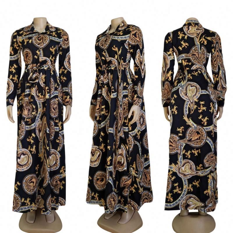 Autumn 2024 Brand women's clothing New Fashion Luxury Print Big Swing Dress Casual plus size dresses for fat women