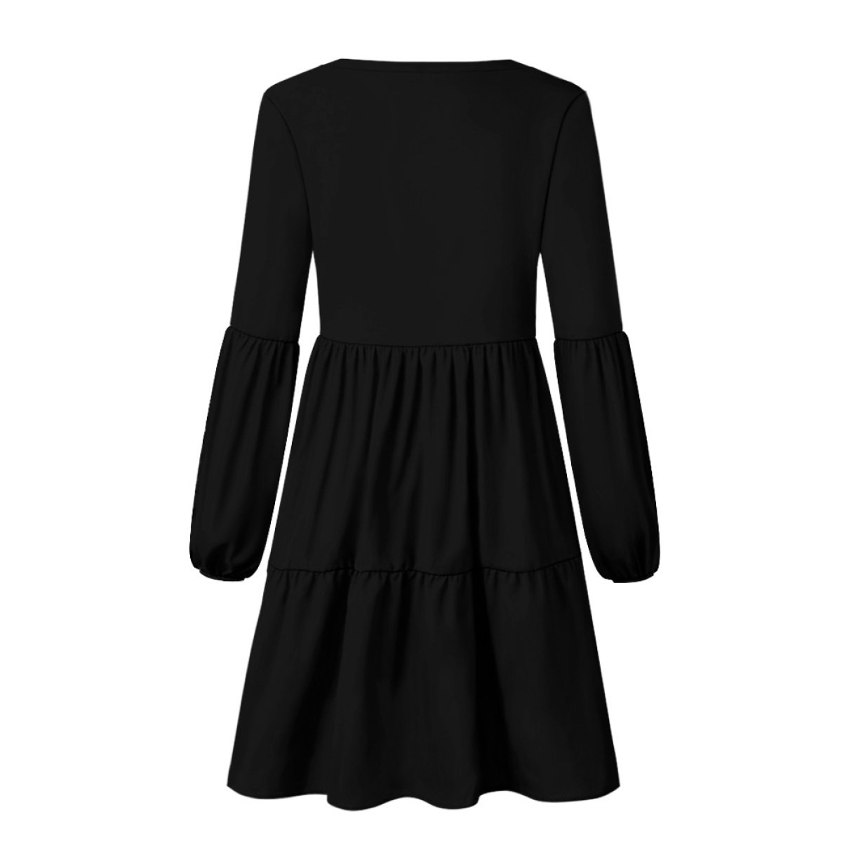 Custom Print On Demand Women's Long Sleeve Dress V-Neck Hem Progressive Pleated Lantern Sleeve Shows Individuality Mini Dress