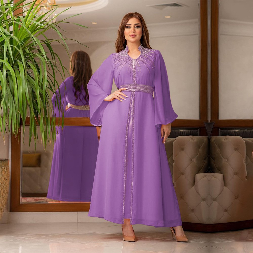 Z-1 kaftan Middle Eastern fashion ironing chiffon dress skirt with belt
