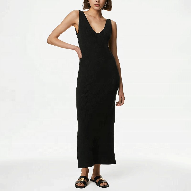Custom Summer Fashion Belt Sexy Low Cut Sleeveless Sheath Dress Party Bandage Casual Dress