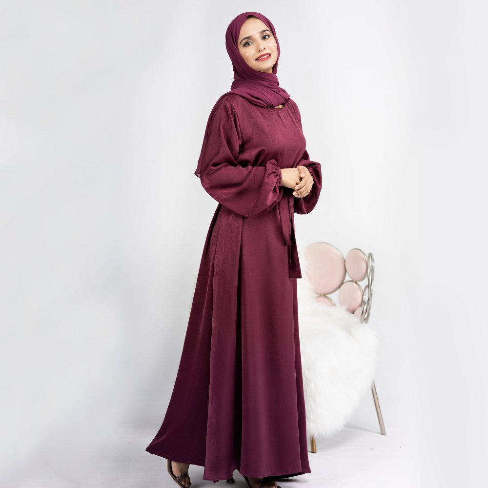 2023 Loriya Wholesale EID Ramadan Islamic Clothing Modest Dresses Satin Fabric Abaya Women Muslim Dress Plain Abaya