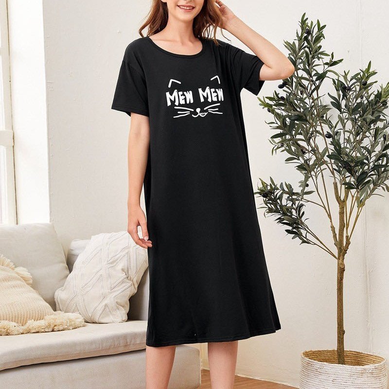 Private Label Over Sizes Summer Short Sleeve Sleeping Dress High Quality Nightgown For Women