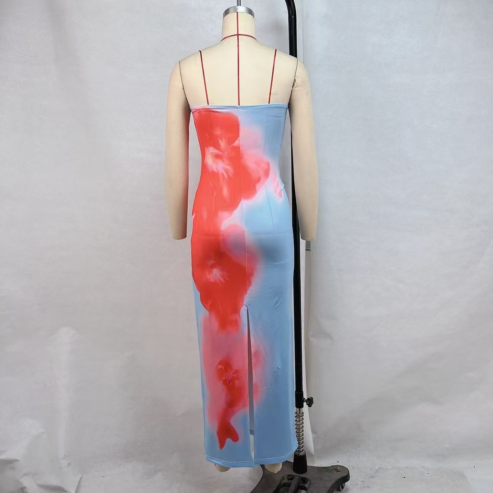 Zhukuang D24DS121 sexy 2024 new summer print sleeveless strapless maxi dress bodycon sexy fashion elegant dress for women lady