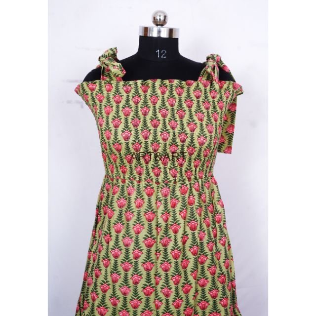 Indian Cotton Women's Casual Summer Bohemian Style Wrap Dress with Long Sleeves Latest Patterns Beach Gift Wholesale Korean