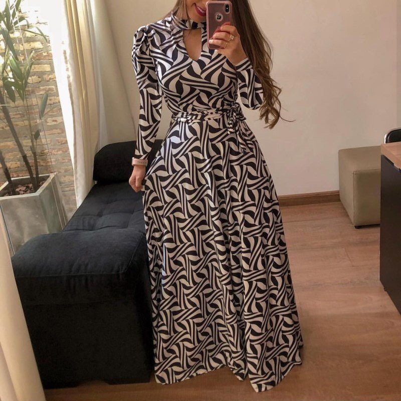 Wholesale Guangzhou Factory Casual Dresses Printed Split Short Sleeve Colorful Color Floor Length Dress