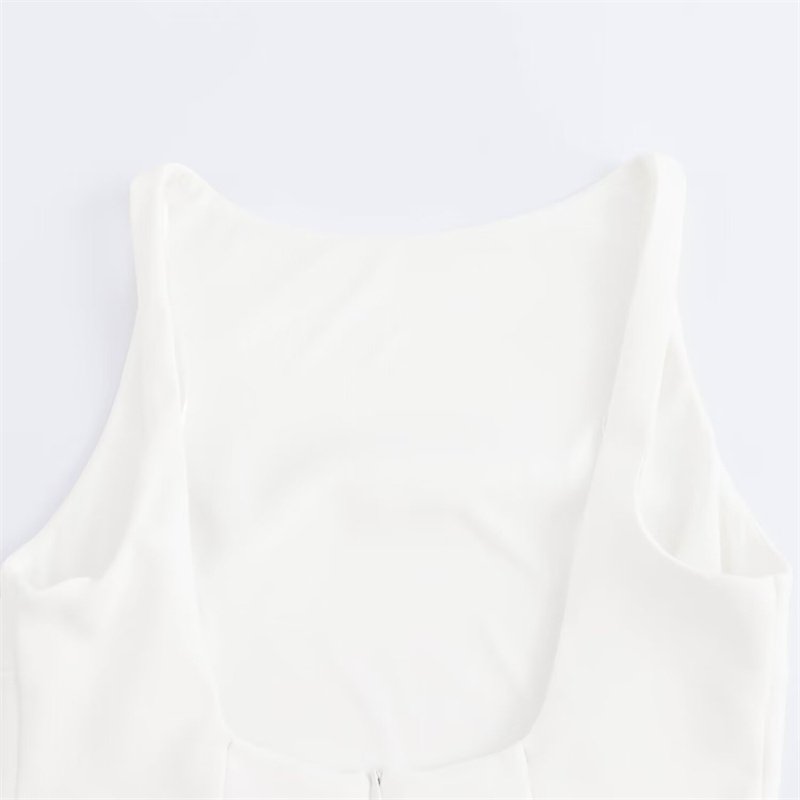 ZATRHMBM Summer women's long skirt 2024 new fashion ruffled dress sexy retro sleeveless round neck elegant party dress
