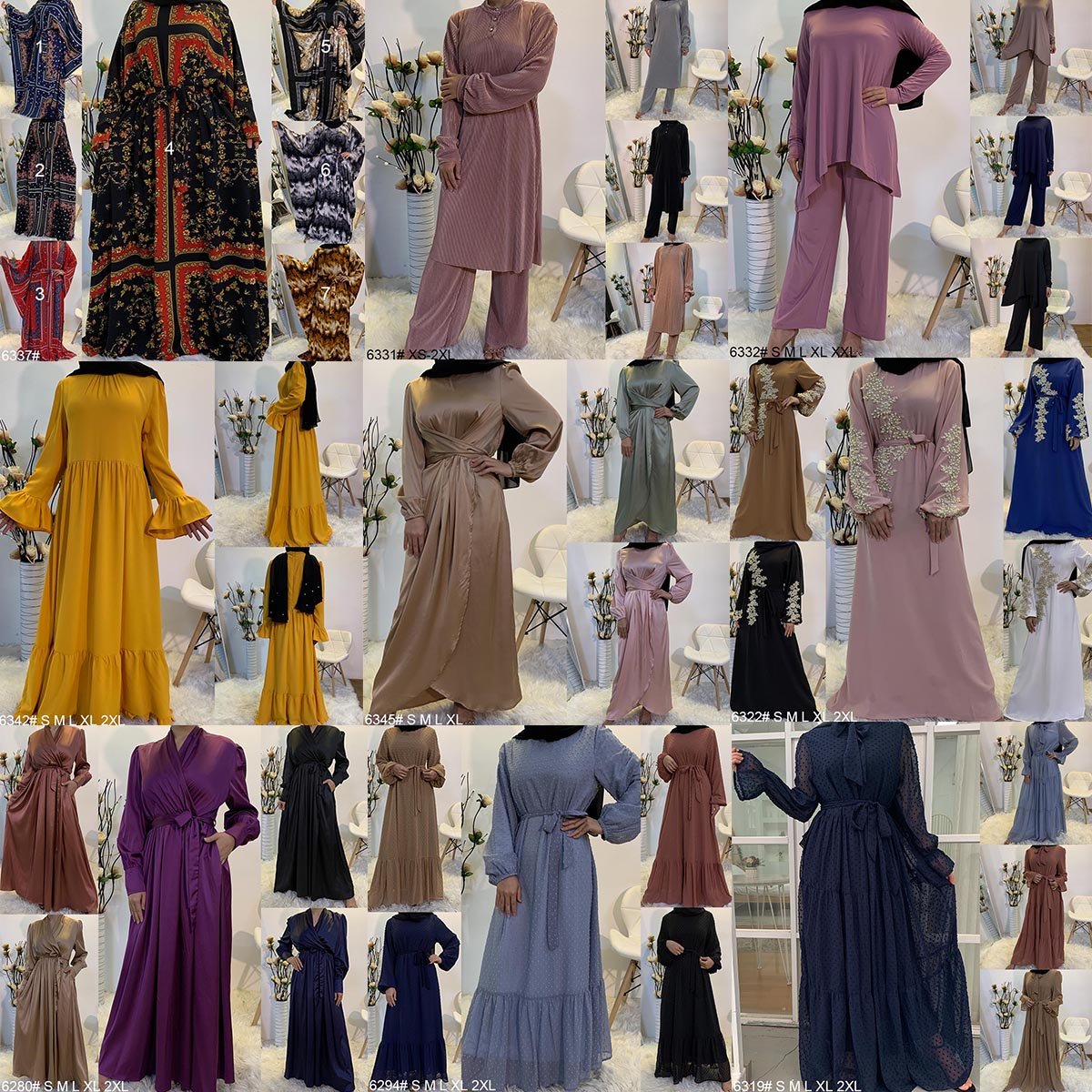New Designs Yellow Simple Casual Women's Dress Splicing Solid Color Abaya Big Swing Bohemian Skirt Abaya Women Muslim Dress