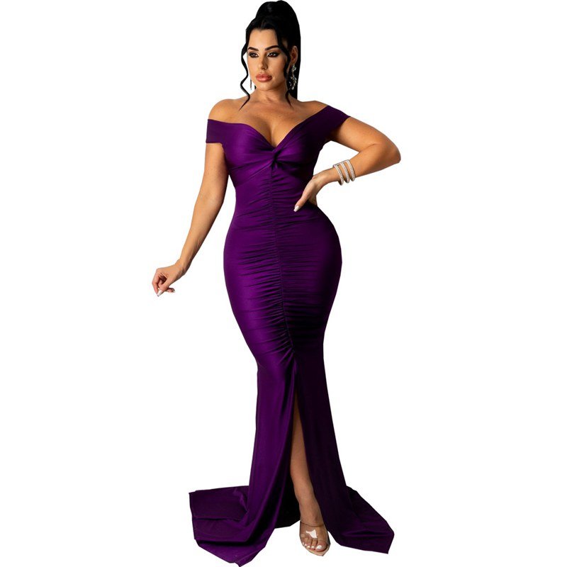 Y306013 Fashion V-Neck Sleeveless Split Gowns For Women Evening Dresses Elegant Prom Dresses Sexy Gown For Party