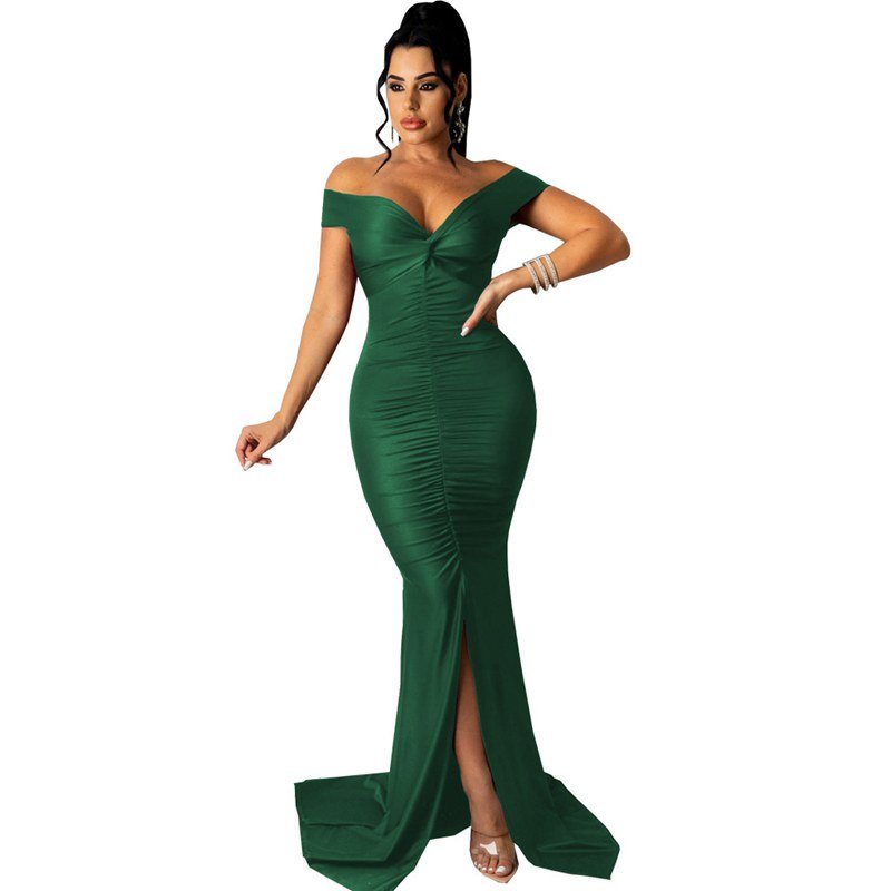 Y306013 Fashion V-Neck Sleeveless Split Gowns For Women Evening Dresses Elegant Prom Dresses Sexy Gown For Party