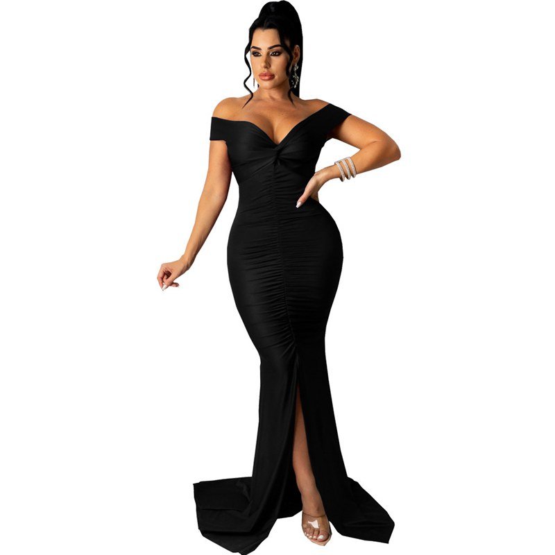 Y306013 Fashion V-Neck Sleeveless Split Gowns For Women Evening Dresses Elegant Prom Dresses Sexy Gown For Party