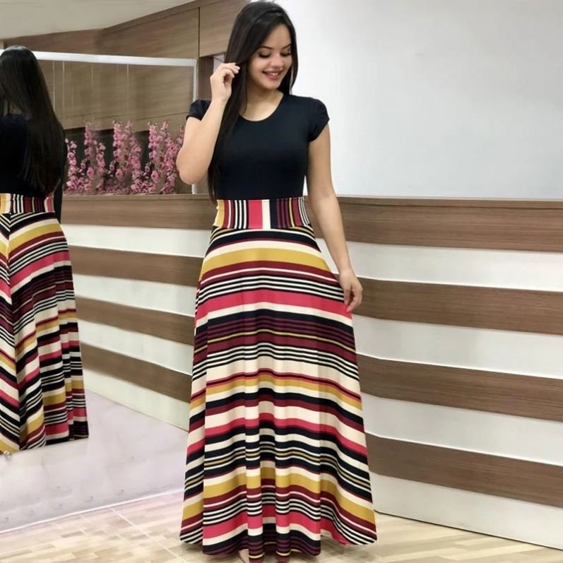Dot Patchwork Elegant Party Floral Maxi Dress Ladies Summer Casual Dress Fashion Women Dress J0119