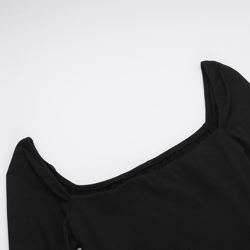 2024 new arrivals simple slim square collar long dress fashion women casual dresses